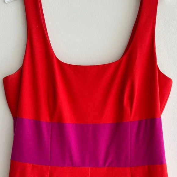 Banana Republic Red and Pink Combo Striped Pleated Dress, Size 8 - Picture 4 of 16